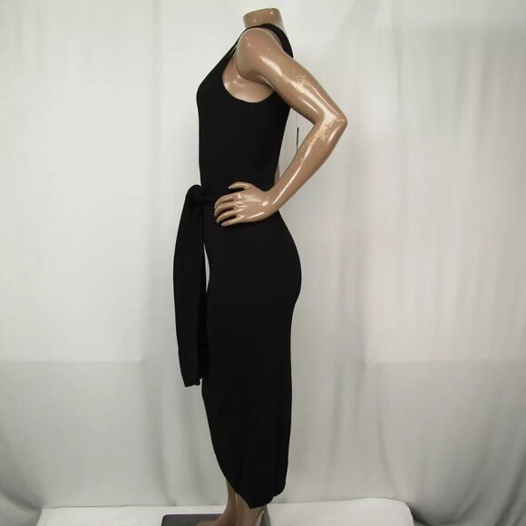 NEW TOXCIN Womens Midi Tank Dress Jet Black Size XS Lucy Scoop Neck Tie Front - Picture 8 of 10